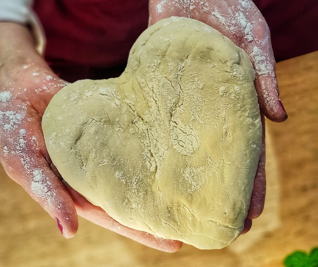 Heart-shaped pizza at Vapiano
