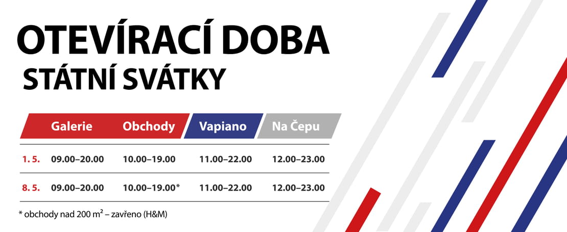 Otevírací doba květnové svátky